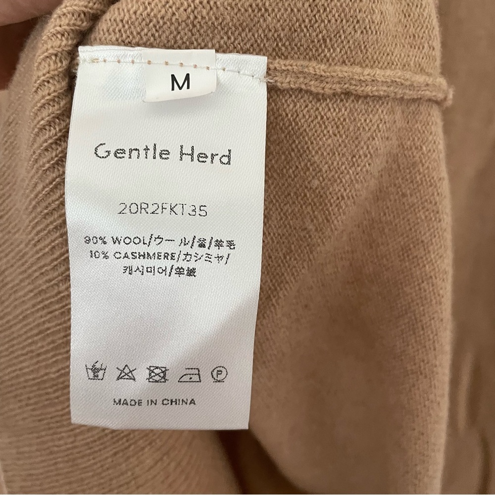 Gentle Herd cashmere and wool moc neck sweater in tan size M - Picture 9 of 10